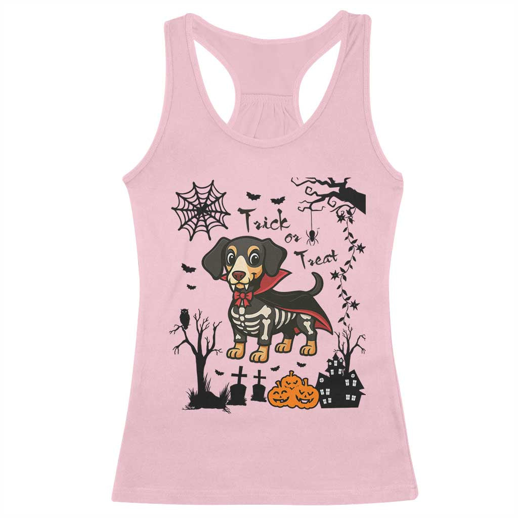 Funny Halloween Gift Racerback Tank Top Trick Or Treat With My Dachshund Dracula TS12 Light Pink Print Your Wear