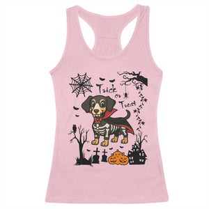 Funny Halloween Gift Racerback Tank Top Trick Or Treat With My Dachshund Dracula - Print Your Wear