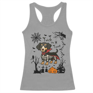 Funny Halloween Gift Racerback Tank Top Trick Or Treat With My Dachshund Dracula - Print Your Wear