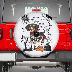 Funny Halloween Gift Spare Tire Cover Trick Or Treat With My Dachshund Dracula TS12 White Print Your Wear
