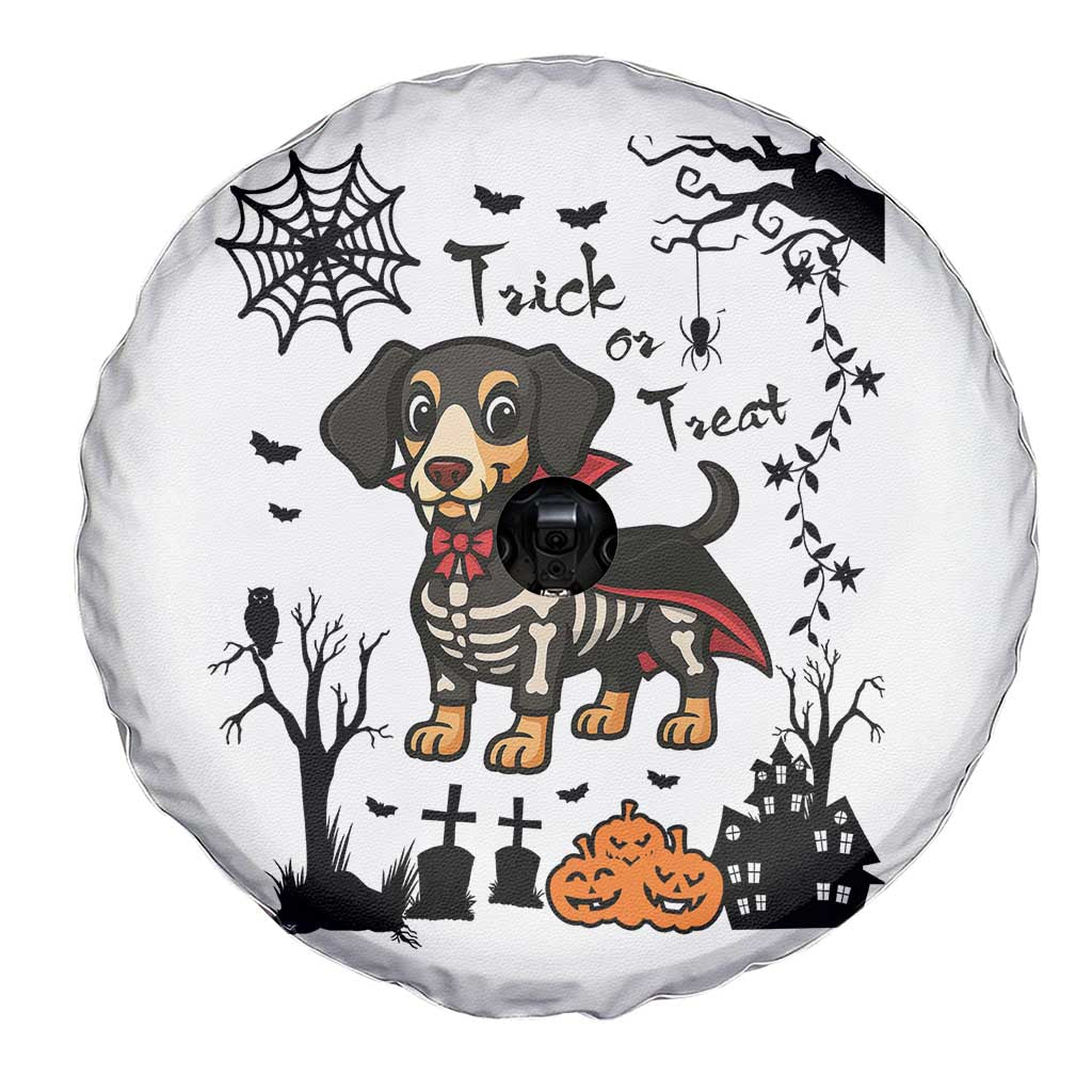 Funny Halloween Gift Spare Tire Cover Trick Or Treat With My Dachshund Dracula TS12 Print Your Wear