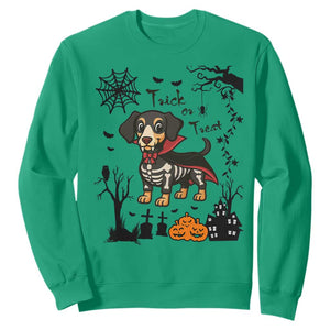 Funny Halloween Gift Sweatshirt Trick Or Treat With My Dachshund Dracula - Print Your Wear