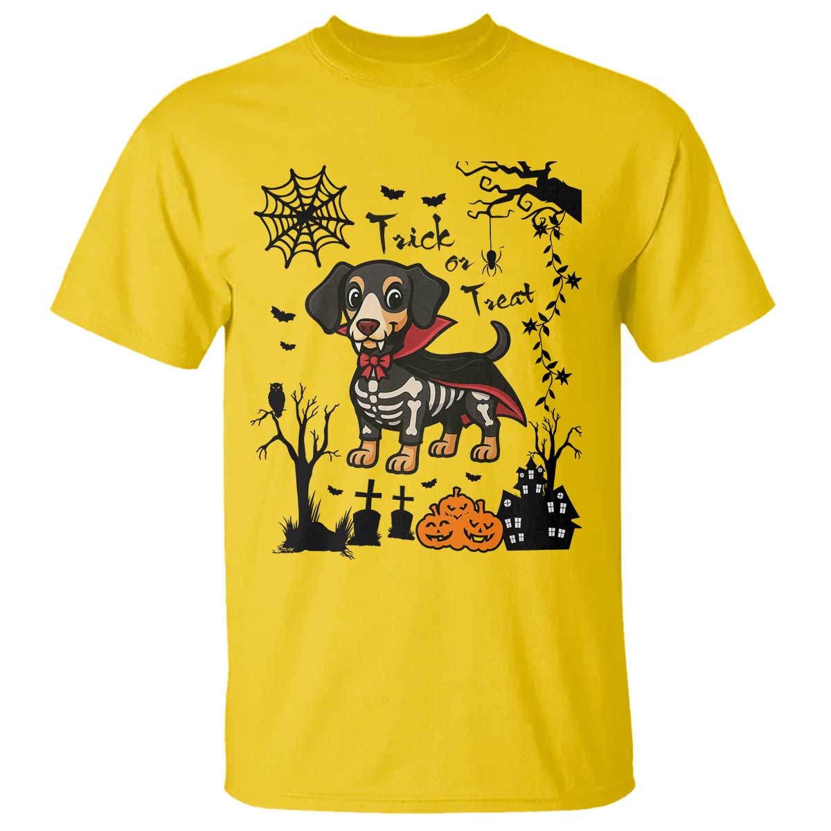 Funny Halloween Gift T Shirt Trick Or Treat With My Dachshund Dracula TS12 Daisy Print Your Wear