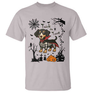 Funny Halloween Gift T Shirt Trick Or Treat With My Dachshund Dracula TS12 Ice Gray Print Your Wear