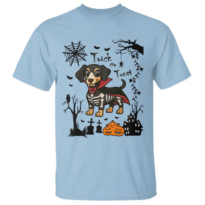 Funny Halloween Gift T Shirt Trick Or Treat With My Dachshund Dracula TS12 Light Blue Print Your Wear