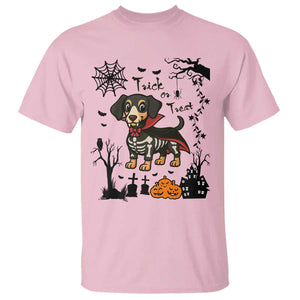 Funny Halloween Gift T Shirt Trick Or Treat With My Dachshund Dracula - Print Your Wear