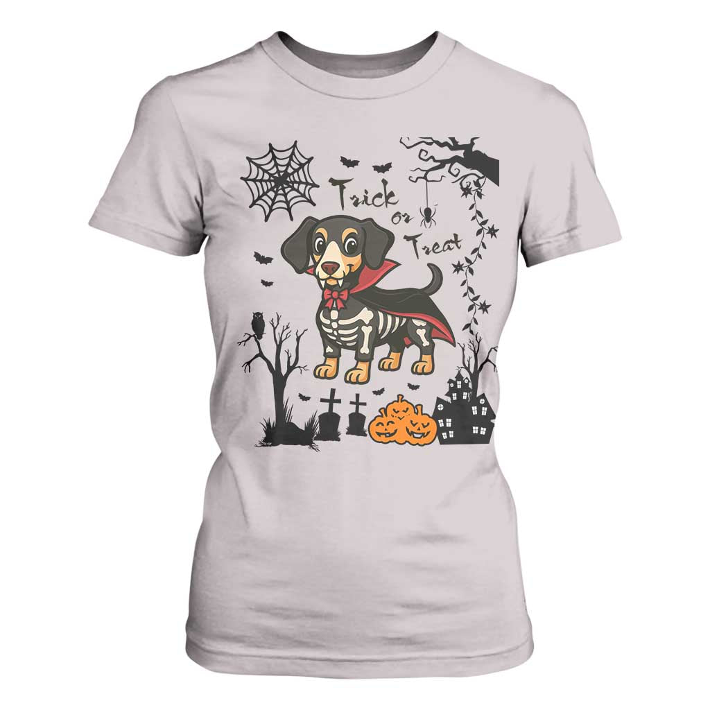 Funny Halloween Gift T Shirt For Women Trick Or Treat With My Dachshund Dracula TS12 Ice Gray Print Your Wear