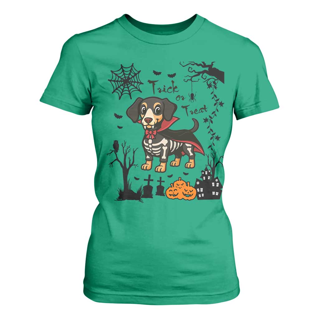 Funny Halloween Gift T Shirt For Women Trick Or Treat With My Dachshund Dracula TS12 Irish Green Print Your Wear