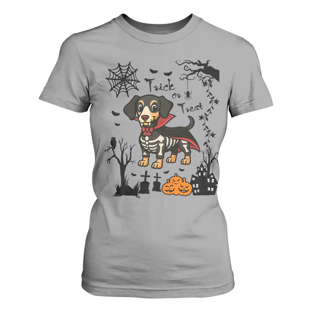 Funny Halloween Gift T Shirt For Women Trick Or Treat With My Dachshund Dracula TS12 Sport Gray Print Your Wear