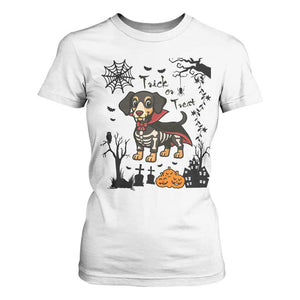 Funny Halloween Gift T Shirt For Women Trick Or Treat With My Dachshund Dracula - Print Your Wear