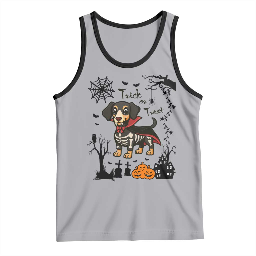 Funny Halloween Gift Tank Top Trick Or Treat With My Dachshund Dracula TS12 Athletic Heather Black Print Your Wear