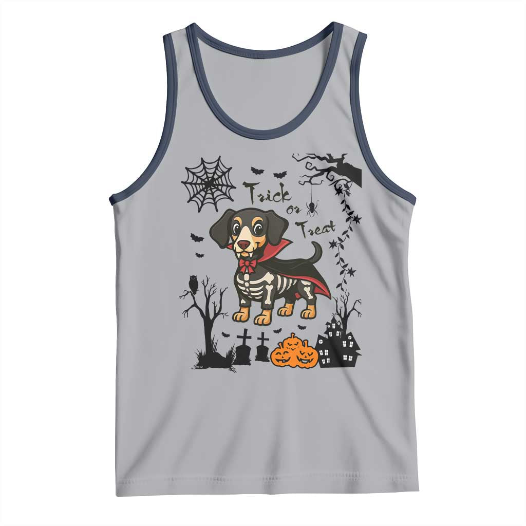 Funny Halloween Gift Tank Top Trick Or Treat With My Dachshund Dracula TS12 Athletic Heather Navy Print Your Wear