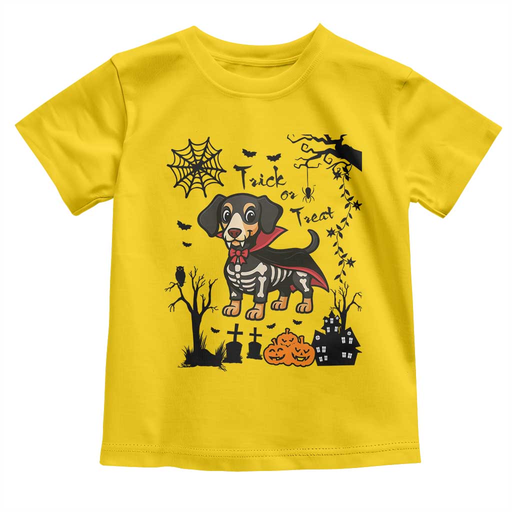 Funny Halloween Gift Toddler T Shirt Trick Or Treat With My Dachshund Dracula TS12 Daisy Print Your Wear