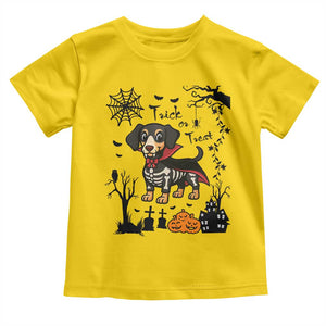 Funny Halloween Gift Toddler T Shirt Trick Or Treat With My Dachshund Dracula - Print Your Wear