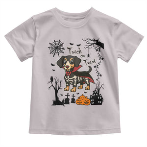 Funny Halloween Gift Toddler T Shirt Trick Or Treat With My Dachshund Dracula - Print Your Wear