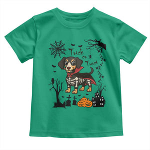Funny Halloween Gift Toddler T Shirt Trick Or Treat With My Dachshund Dracula - Print Your Wear