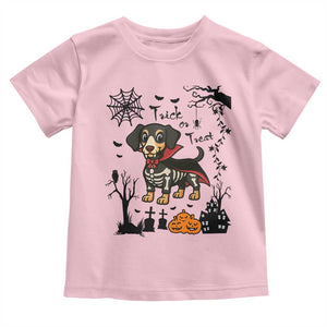 Funny Halloween Gift Toddler T Shirt Trick Or Treat With My Dachshund Dracula - Print Your Wear