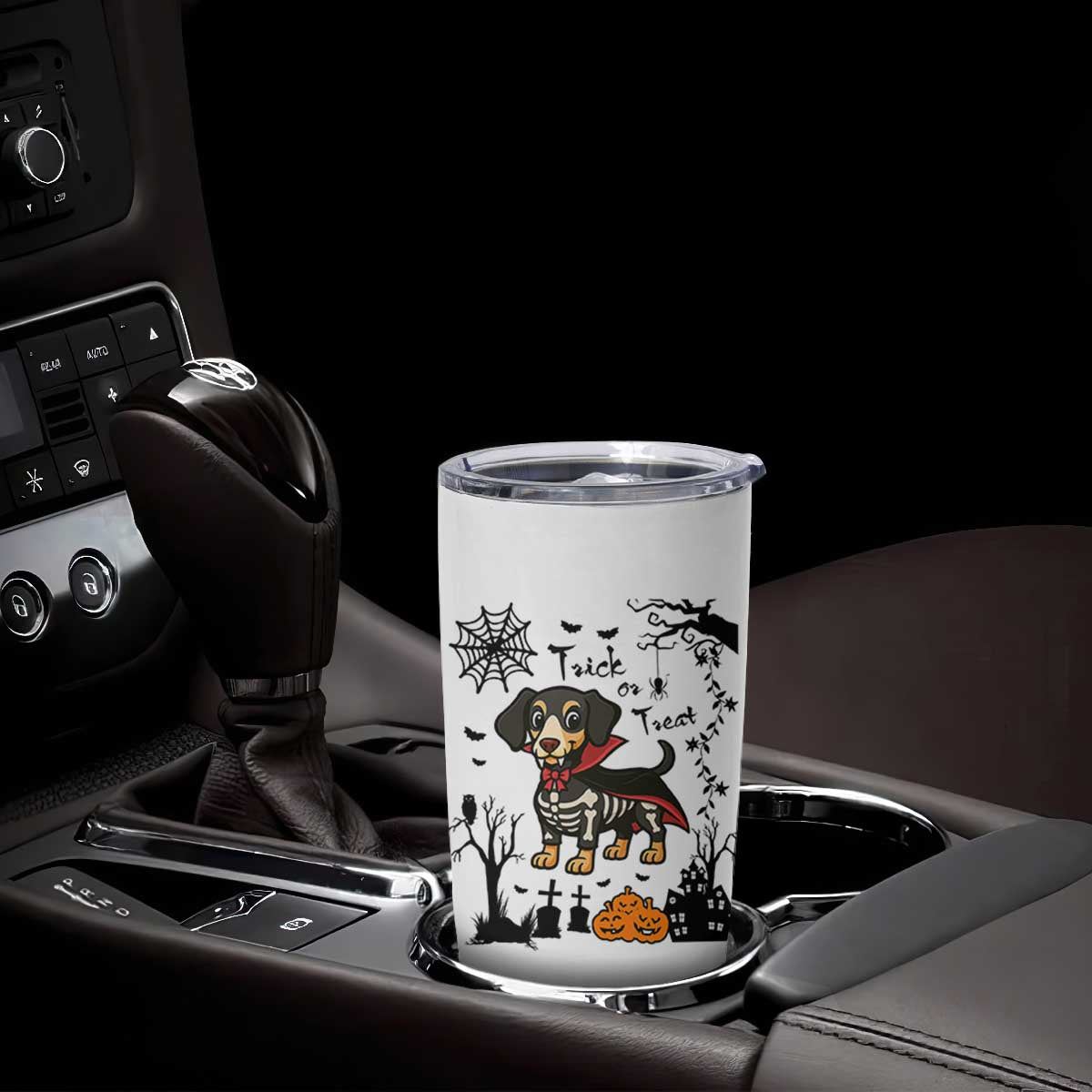 Funny Halloween Gift Tumbler Cup Trick Or Treat With My Dachshund Dracula TS12 Print Your Wear