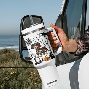 Funny Halloween Gift Tumbler With Handle Trick Or Treat With My Dachshund Dracula TS12 Print Your Wear