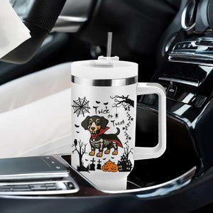 Funny Halloween Gift Tumbler With Handle Trick Or Treat With My Dachshund Dracula TS12 Print Your Wear
