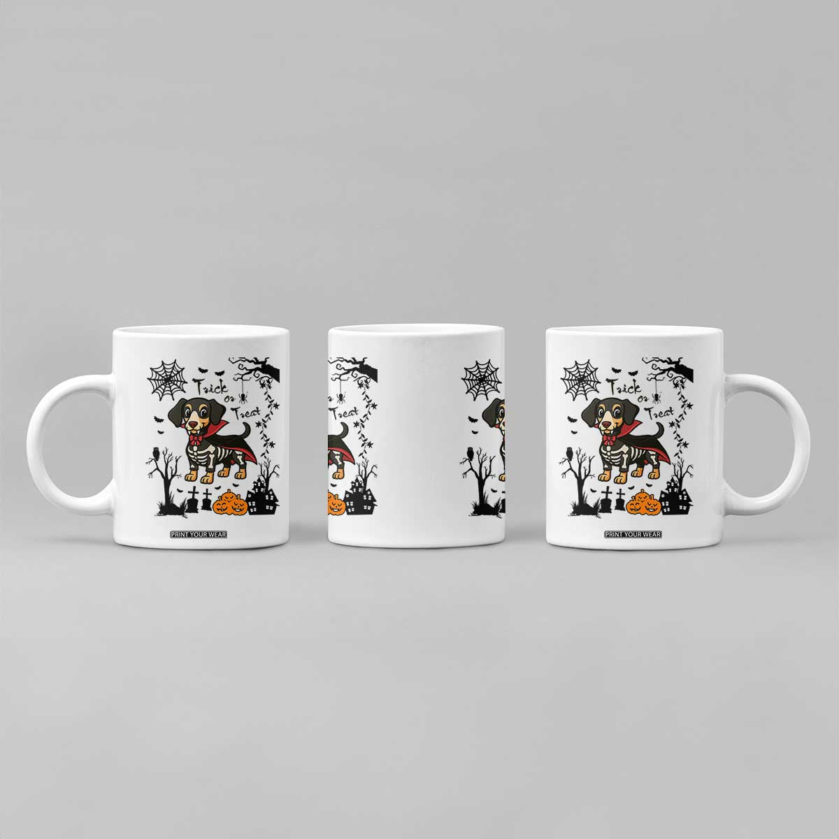 Funny Halloween Gift Coffee Mug Trick Or Treat With My Dachshund Dracula TS12 Print Your Wear