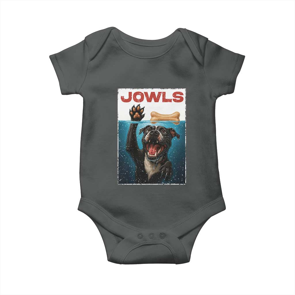 Pitbull Lover Baby Onesie Funny Jowls Horror Dog Poster TS12 Dark Heather Print Your Wear