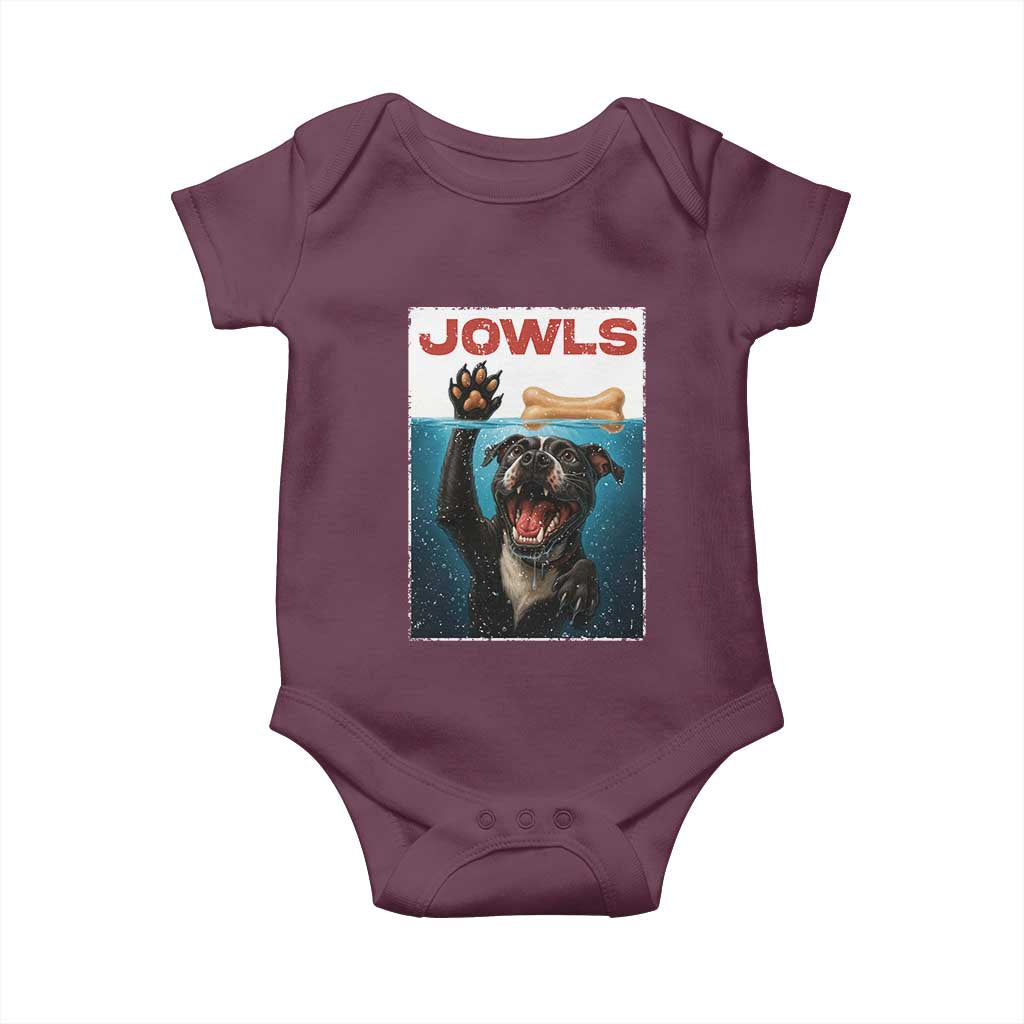 Pitbull Lover Baby Onesie Funny Jowls Horror Dog Poster TS12 Maroon Print Your Wear