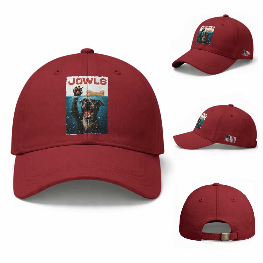 Pitbull Lover Baseball Cap Funny Jowls Horror Dog Poster TS12 Baseball Cap Universal Fit Cherry Red Print Your Wear