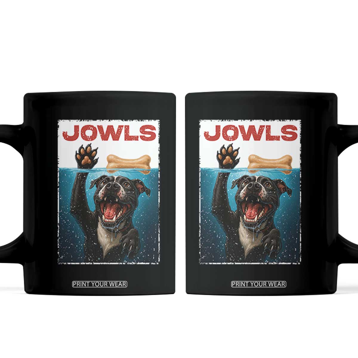 Pitbull Lover Coffee Mug Funny Jowls Horror Dog Poster TS12 Black Print Your Wear