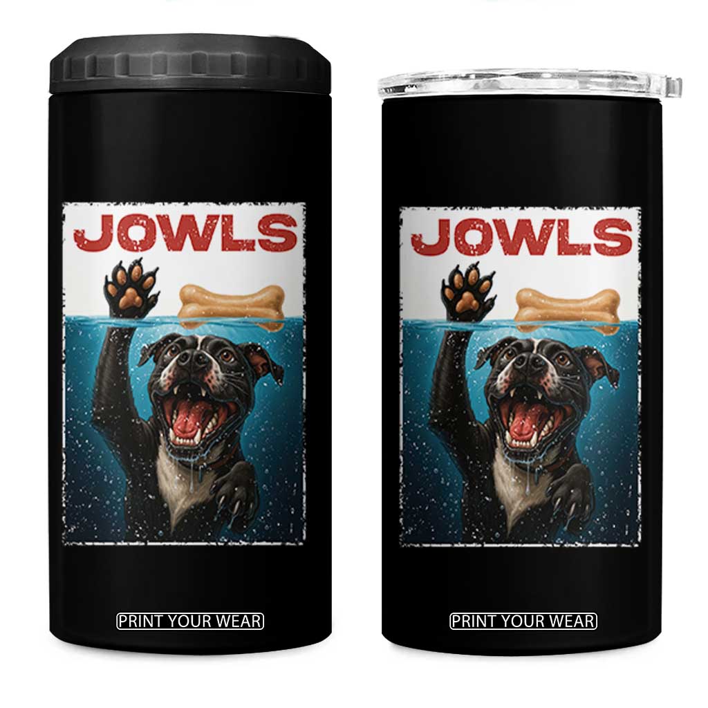 Pitbull Lover 4 in 1 Can Cooler Tumbler Funny Jowls Horror Dog Poster TS12 One Size: 16 oz Black Print Your Wear