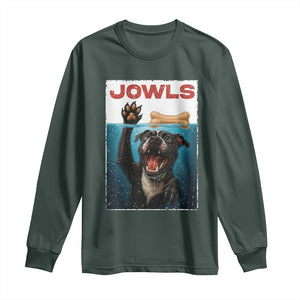 Pitbull Lover Long Sleeve Shirt Funny Jowls Horror Dog Poster TS12 Dark Forest Green Print Your Wear