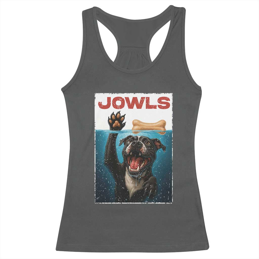 Pitbull Lover Racerback Tank Top Funny Jowls Horror Dog Poster TS12 Dark Heather Print Your Wear