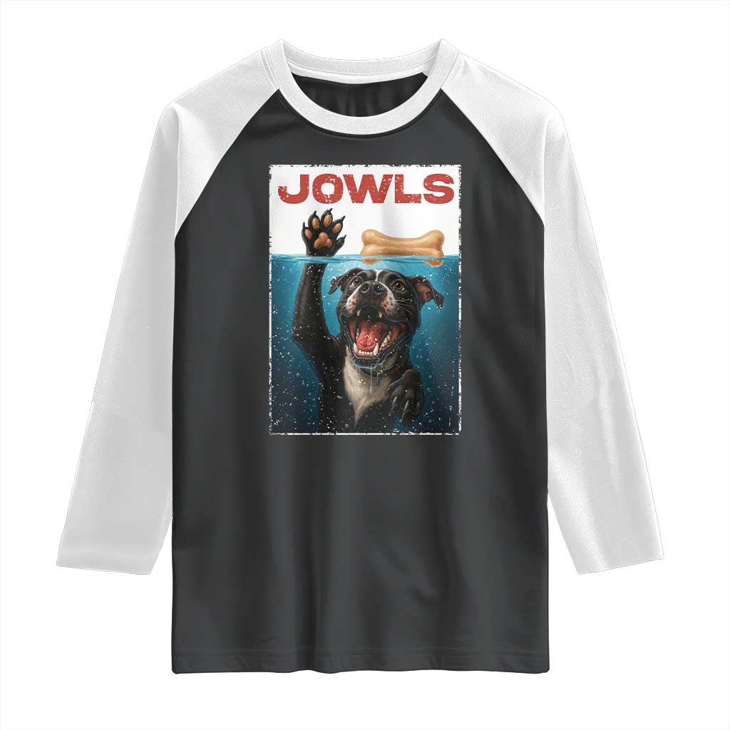 Pitbull Lover Raglan Shirt Funny Jowls Horror Dog Poster TS12 Black White Print Your Wear