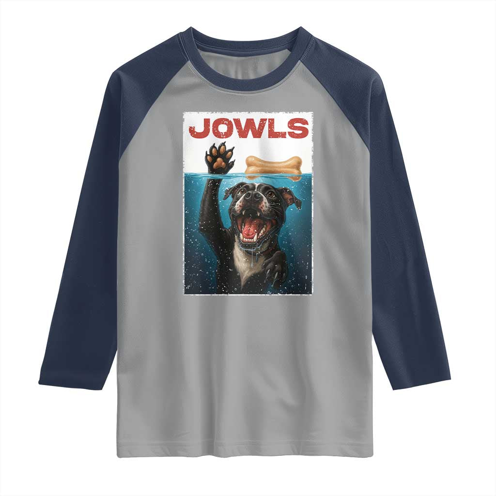 Pitbull Lover Raglan Shirt Funny Jowls Horror Dog Poster TS12 Sport Gray Navy Print Your Wear