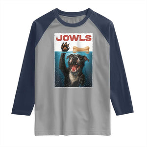 Pitbull Lover Raglan Shirt Funny Jowls Horror Dog Poster TS12 Sport Gray Navy Print Your Wear