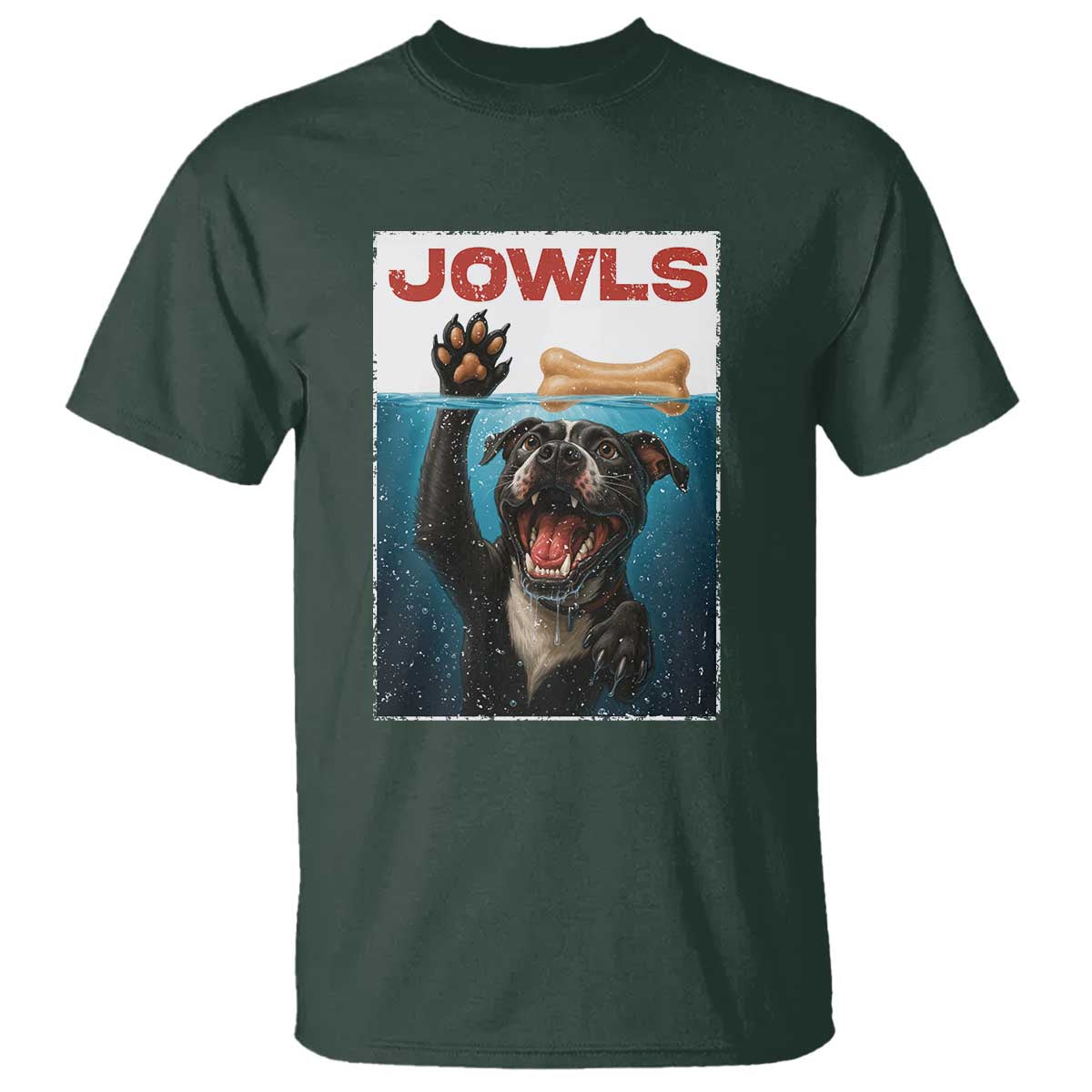 Pitbull Lover T Shirt Funny Jowls Horror Dog Poster TS12 Dark Forest Green Print Your Wear