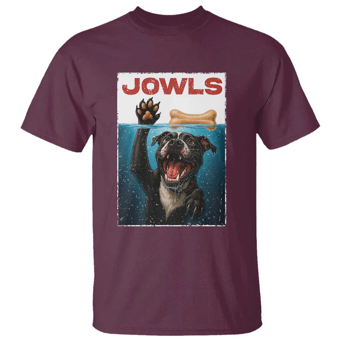 Pitbull Lover T Shirt Funny Jowls Horror Dog Poster TS12 Maroon Print Your Wear