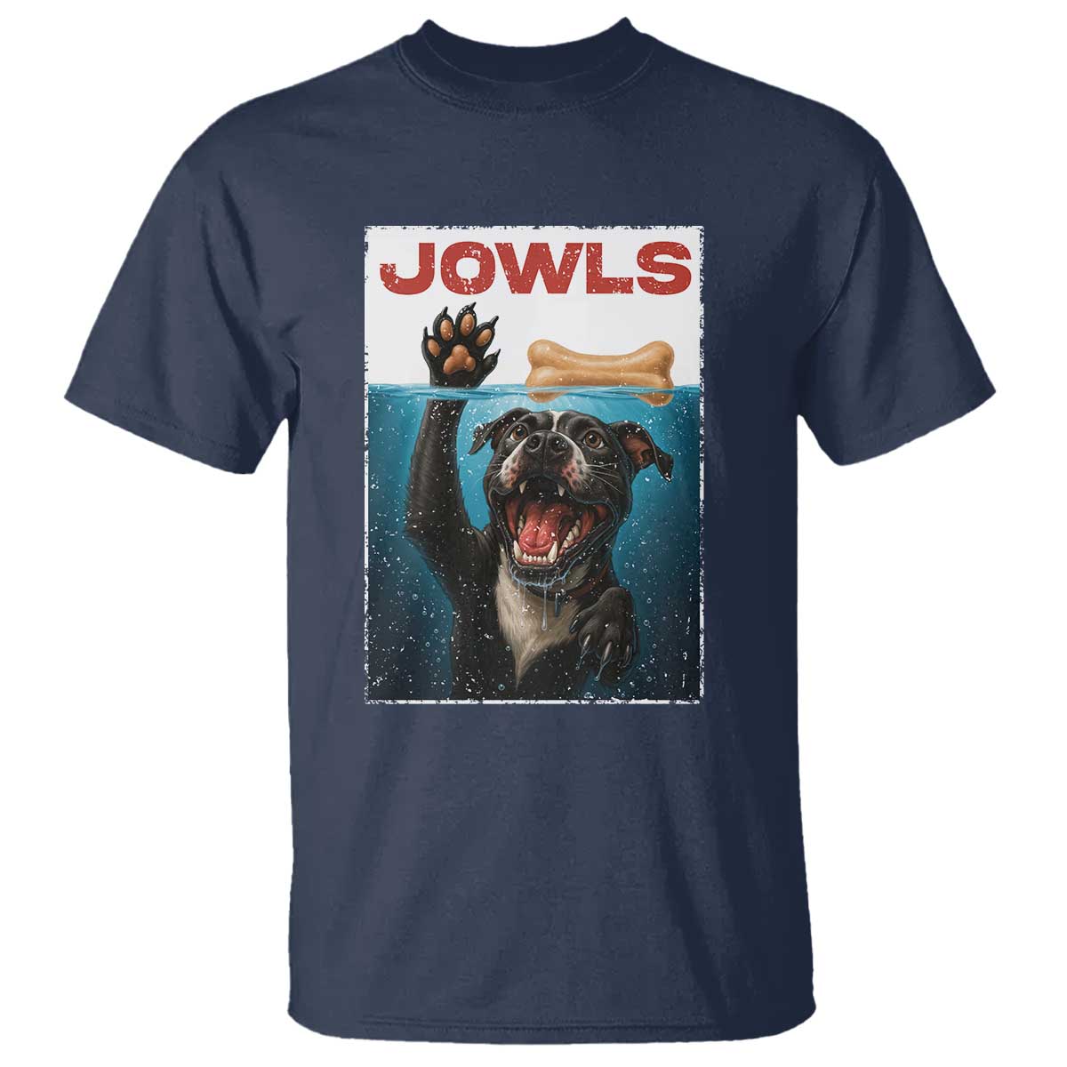 Pitbull Lover T Shirt Funny Jowls Horror Dog Poster TS12 Navy Print Your Wear