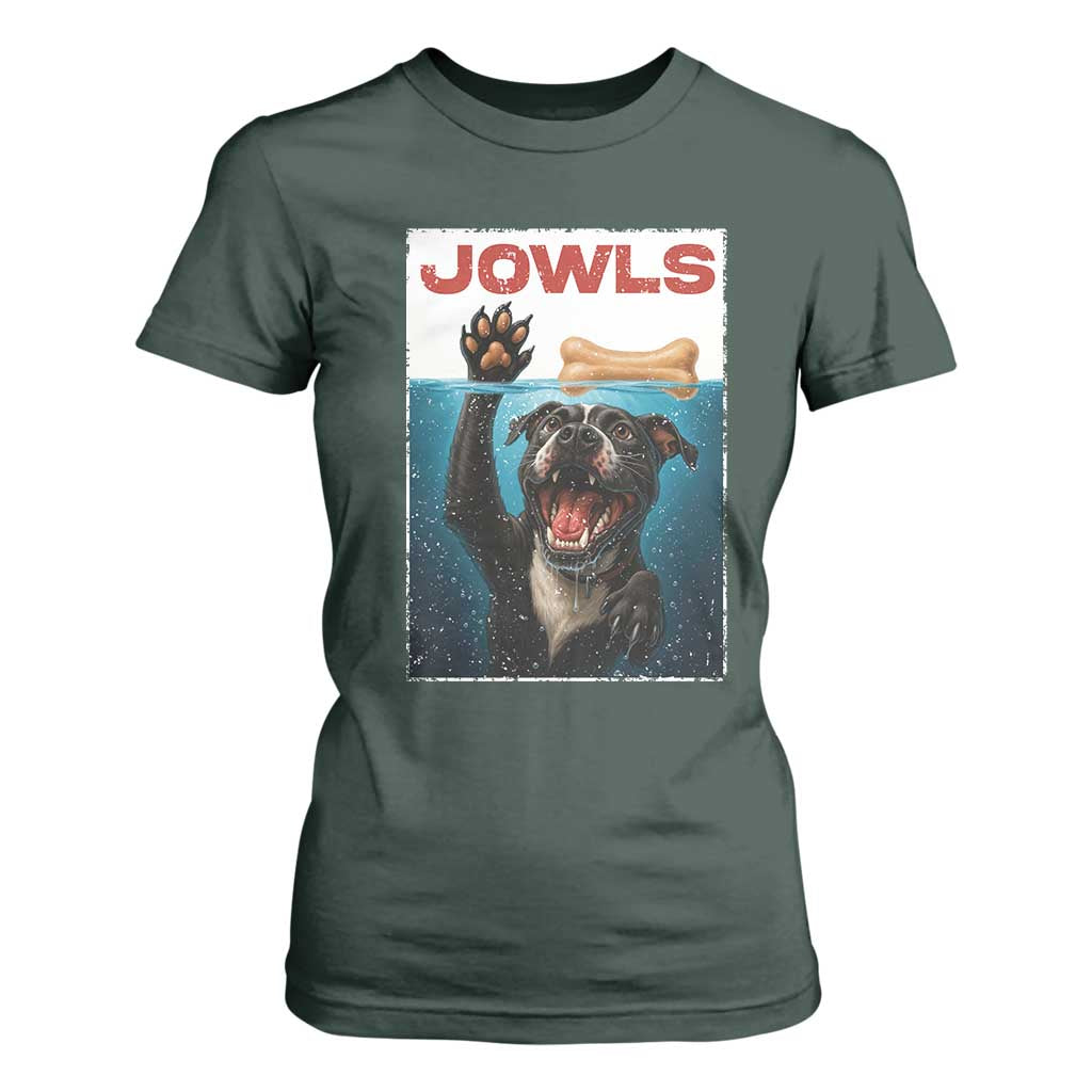 Pitbull Lover T Shirt For Women Funny Jowls Horror Dog Poster TS12 Dark Forest Green Print Your Wear