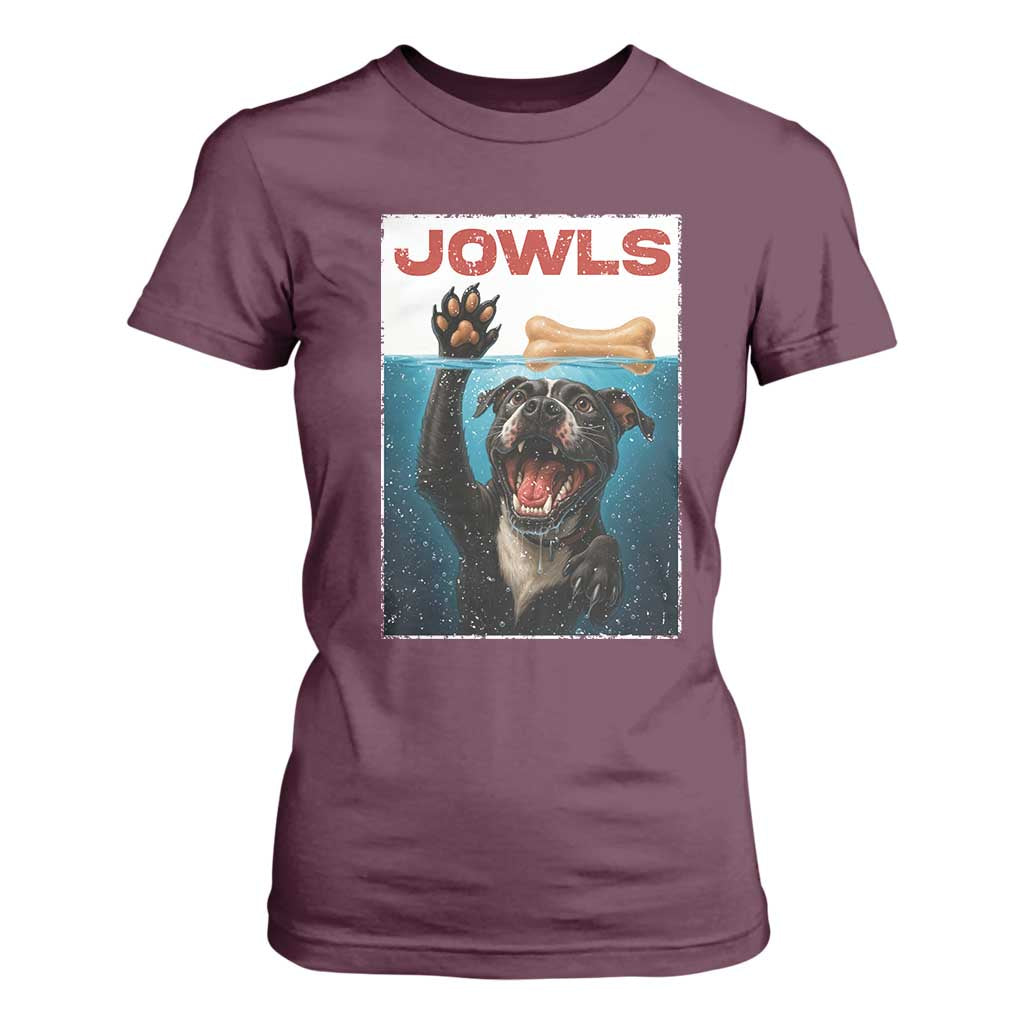 Pitbull Lover T Shirt For Women Funny Jowls Horror Dog Poster TS12 Maroon Print Your Wear