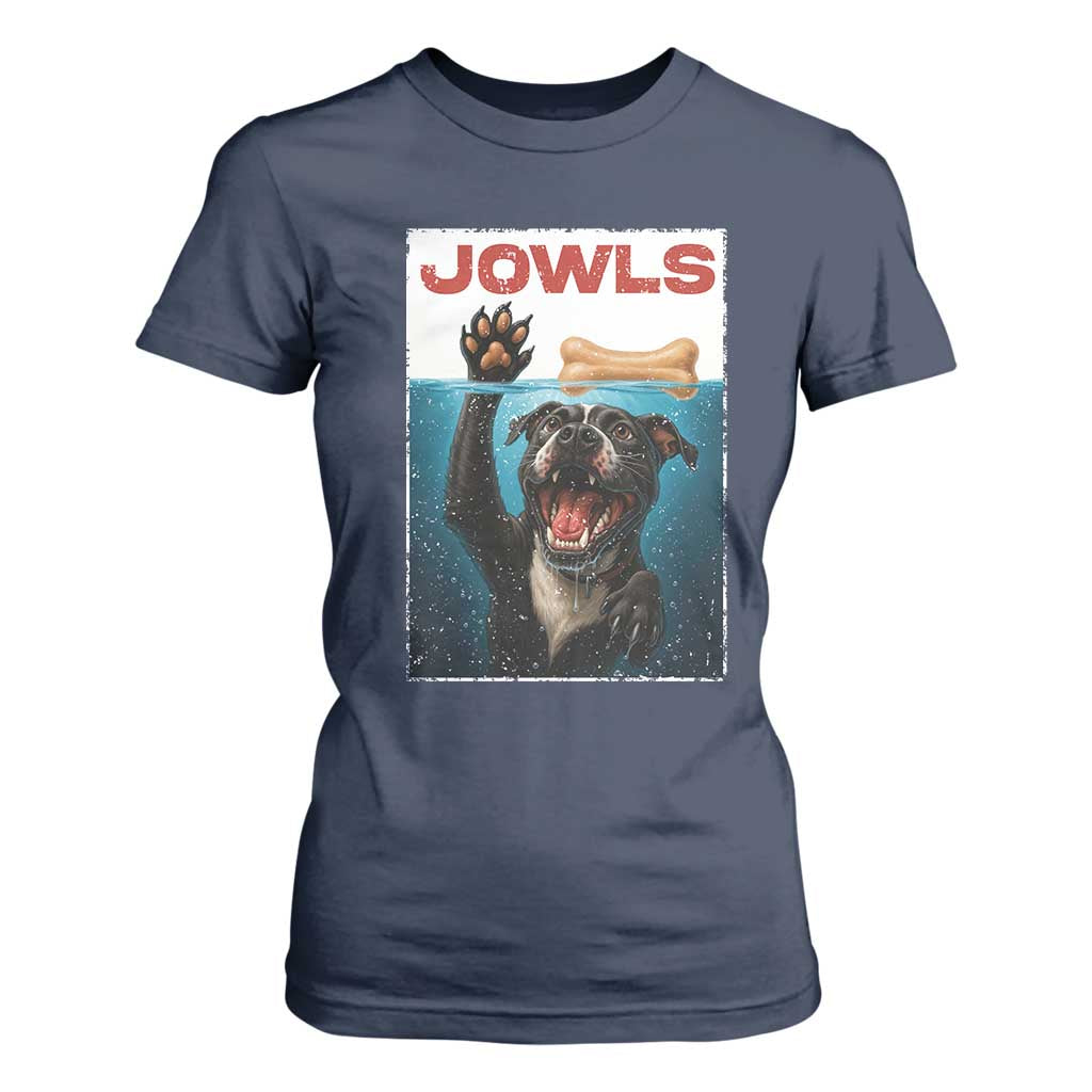 Pitbull Lover T Shirt For Women Funny Jowls Horror Dog Poster TS12 Navy Print Your Wear