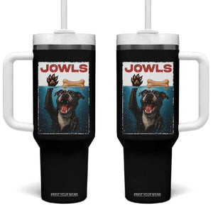 Pitbull Lover Tumbler With Handle Funny Jowls Horror Dog Poster TS12 One Size: 40 oz Black Print Your Wear