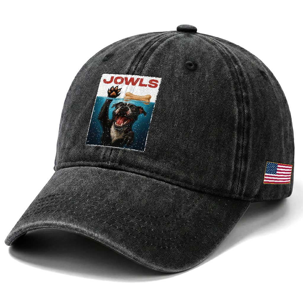 Pitbull Lover Washed Cotton Baseball Cap Funny Jowls Horror Dog Poster TS12 Print Your Wear
