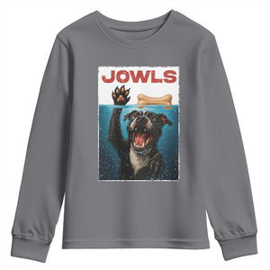 Pitbull Lover Youth Sweatshirt Funny Jowls Horror Dog Poster TS12 Charcoal Print Your Wear