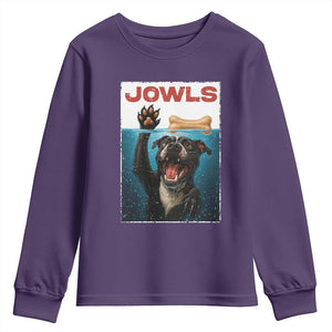 Pitbull Lover Youth Sweatshirt Funny Jowls Horror Dog Poster TS12 Purple Print Your Wear
