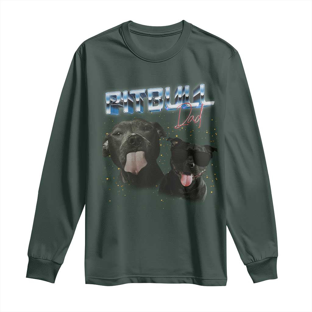 Pitbull Dad Long Sleeve Shirt Funny Gift For Pitbull Lover TS12 Dark Forest Green Print Your Wear