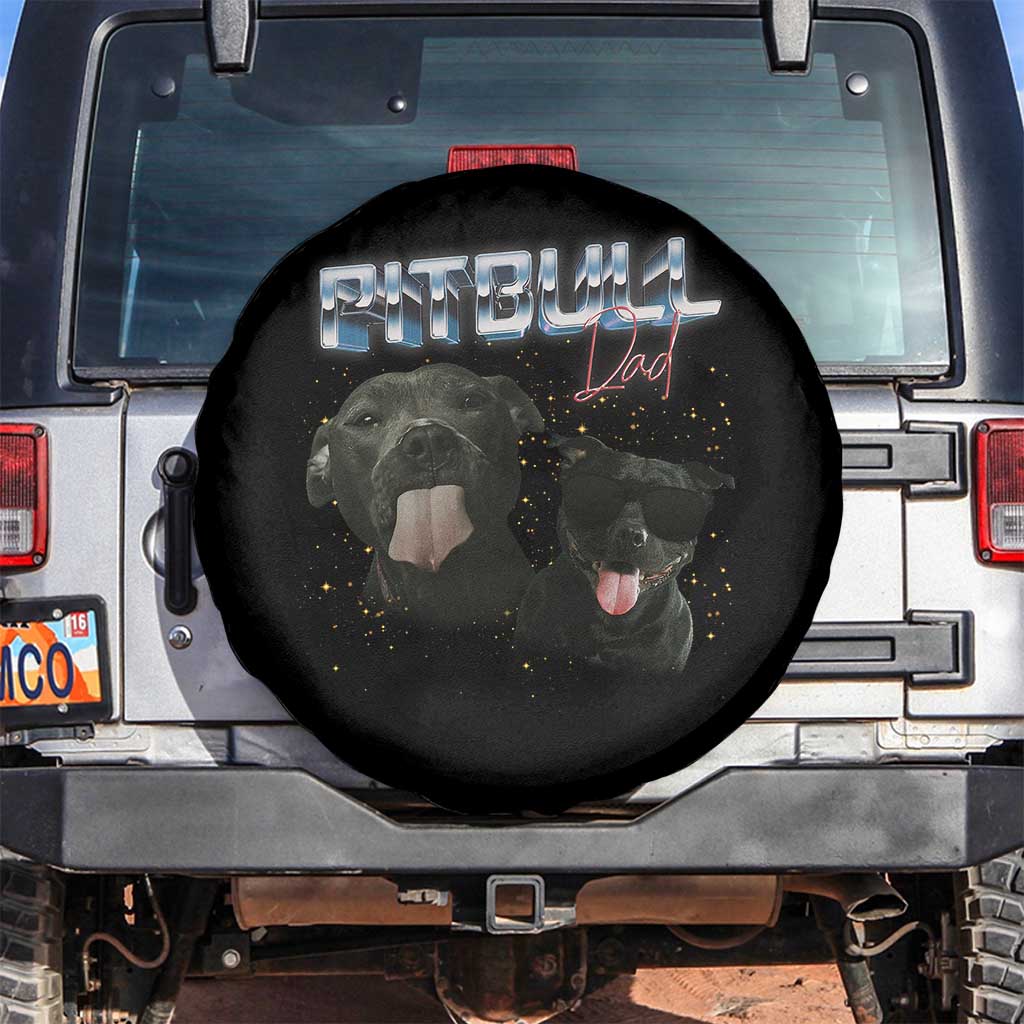 Pitbull Dad Spare Tire Cover Funny Gift For Pitbull Lover TS12 No hole Black Print Your Wear