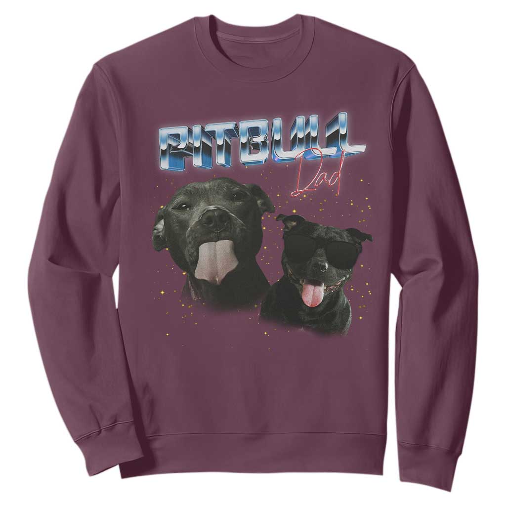 Pitbull Dad Sweatshirt Funny Gift For Pitbull Lover TS12 Maroon Print Your Wear