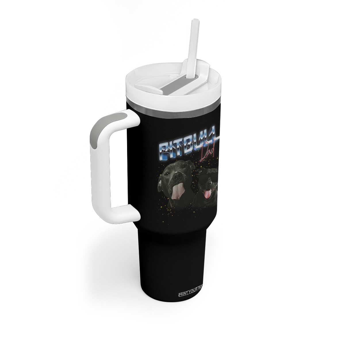 Pitbull Dad Tumbler With Handle Funny Gift For Pitbull Lover TS12 Print Your Wear
