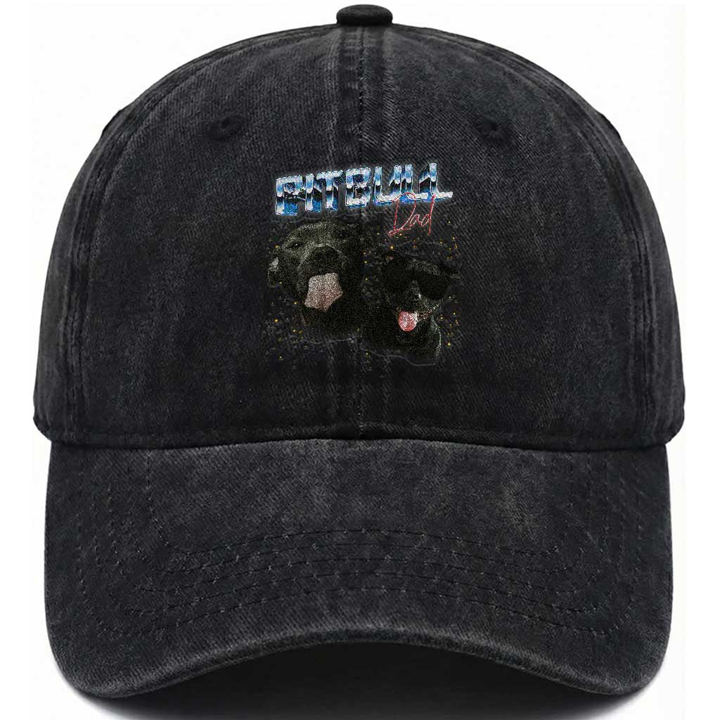 Pitbull Dad Washed Cotton Baseball Cap Funny Gift For Pitbull Lover TS12 Print Your Wear